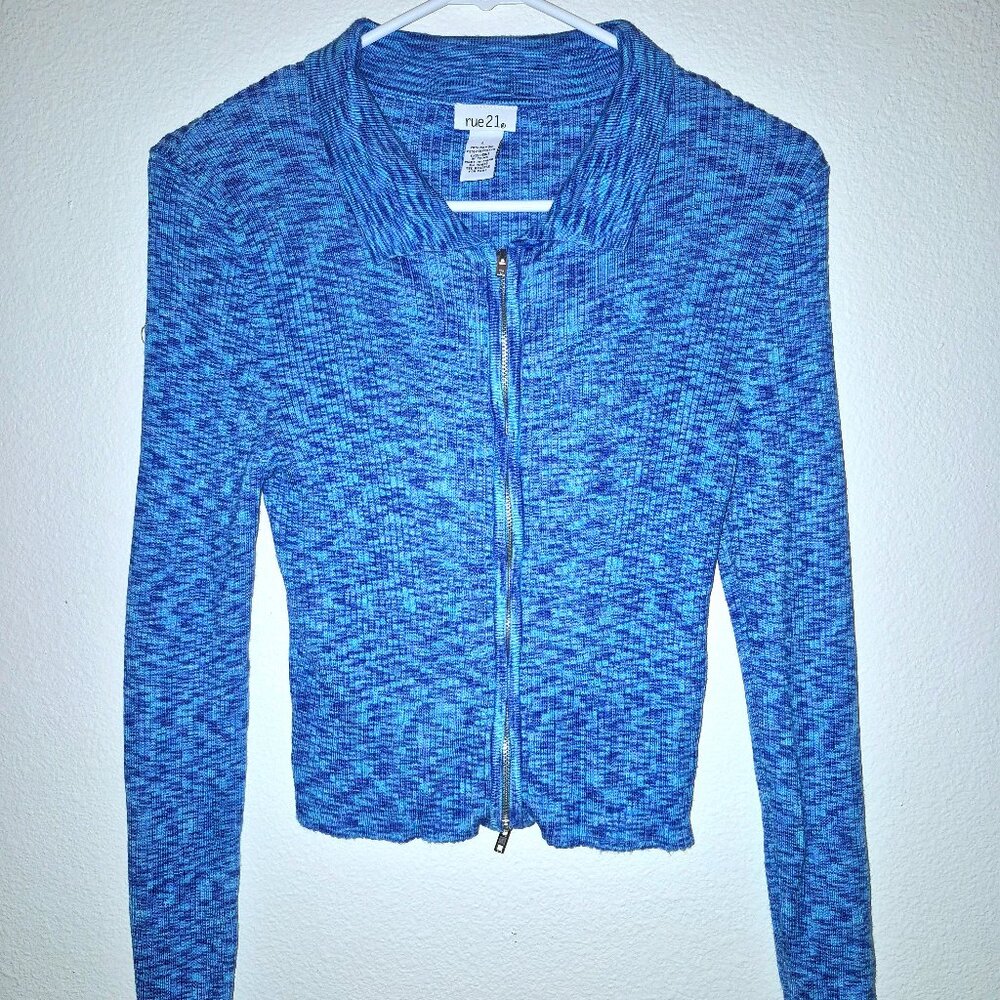 Rue21 blue collared zipper top